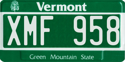 VT license plate XMF958
