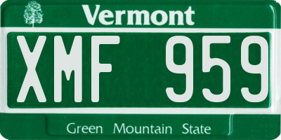 VT license plate XMF959