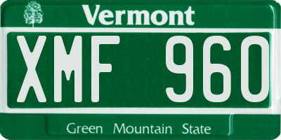 VT license plate XMF960