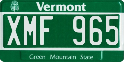 VT license plate XMF965