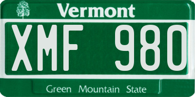VT license plate XMF980
