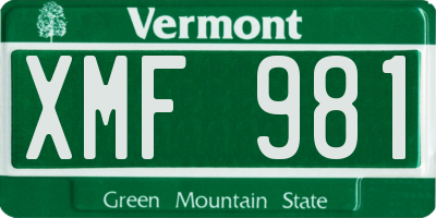VT license plate XMF981
