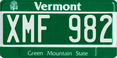 VT license plate XMF982