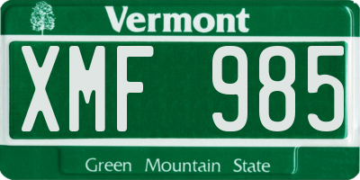 VT license plate XMF985