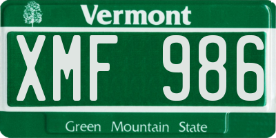 VT license plate XMF986