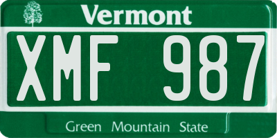VT license plate XMF987