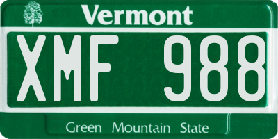 VT license plate XMF988