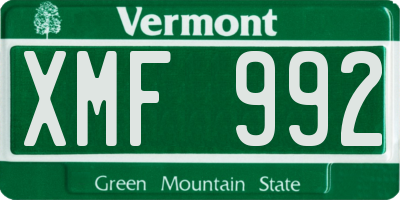 VT license plate XMF992