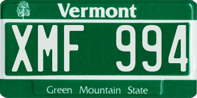 VT license plate XMF994