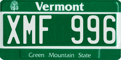 VT license plate XMF996