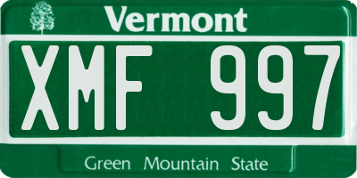 VT license plate XMF997