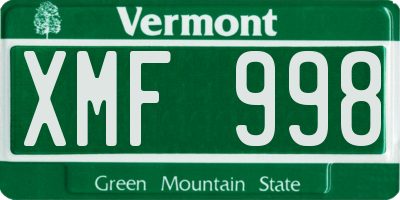 VT license plate XMF998