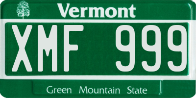VT license plate XMF999