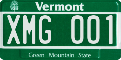 VT license plate XMG001