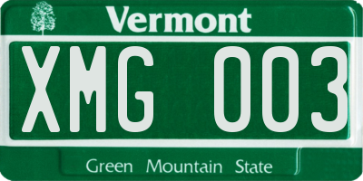 VT license plate XMG003