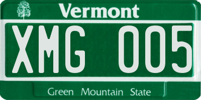 VT license plate XMG005