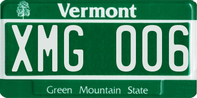 VT license plate XMG006