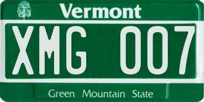 VT license plate XMG007