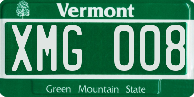 VT license plate XMG008