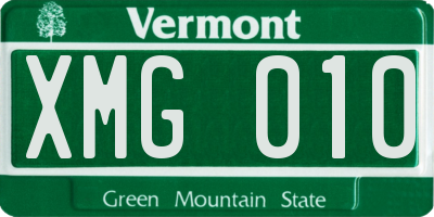 VT license plate XMG010