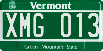 VT license plate XMG013