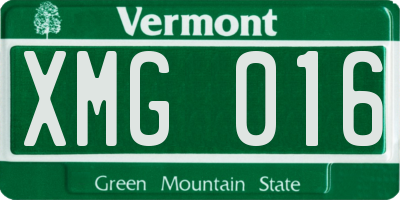 VT license plate XMG016