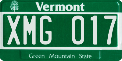 VT license plate XMG017