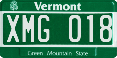 VT license plate XMG018