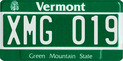 VT license plate XMG019