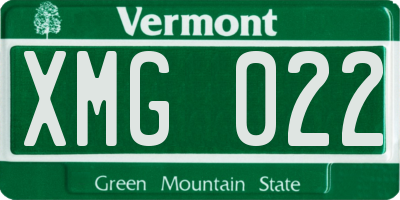 VT license plate XMG022
