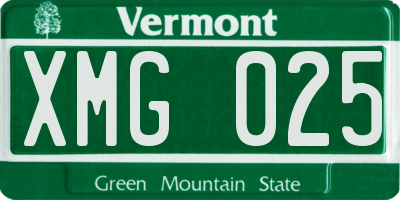 VT license plate XMG025