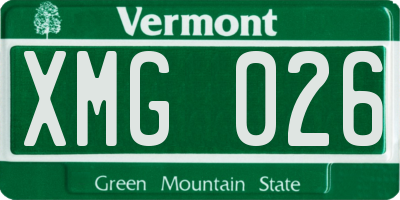 VT license plate XMG026