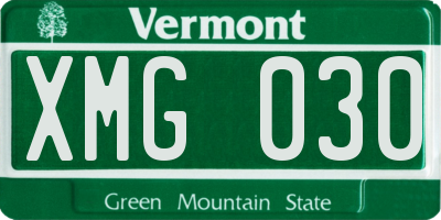 VT license plate XMG030