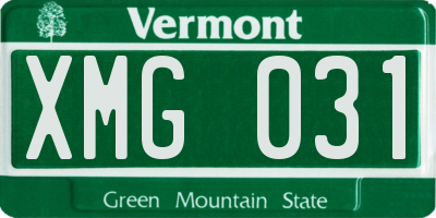 VT license plate XMG031