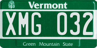 VT license plate XMG032