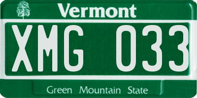 VT license plate XMG033