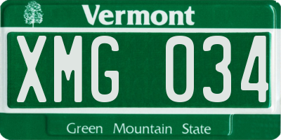 VT license plate XMG034