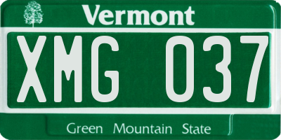 VT license plate XMG037