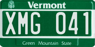 VT license plate XMG041