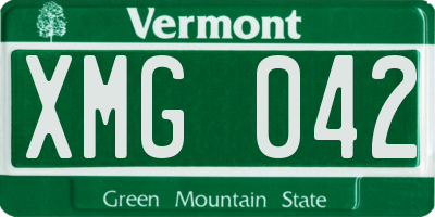 VT license plate XMG042