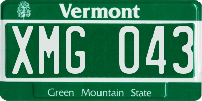 VT license plate XMG043