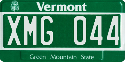 VT license plate XMG044