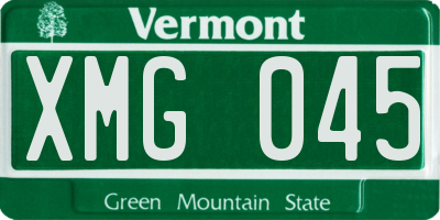 VT license plate XMG045
