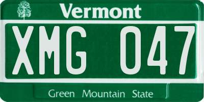 VT license plate XMG047