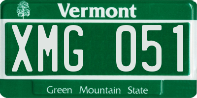 VT license plate XMG051
