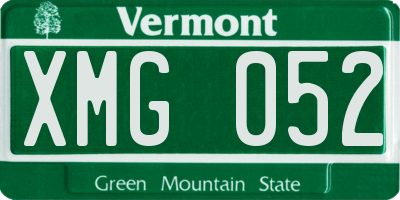 VT license plate XMG052