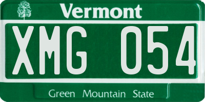 VT license plate XMG054