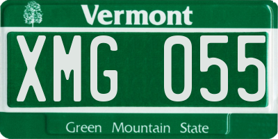 VT license plate XMG055