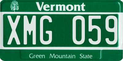 VT license plate XMG059
