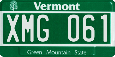 VT license plate XMG061